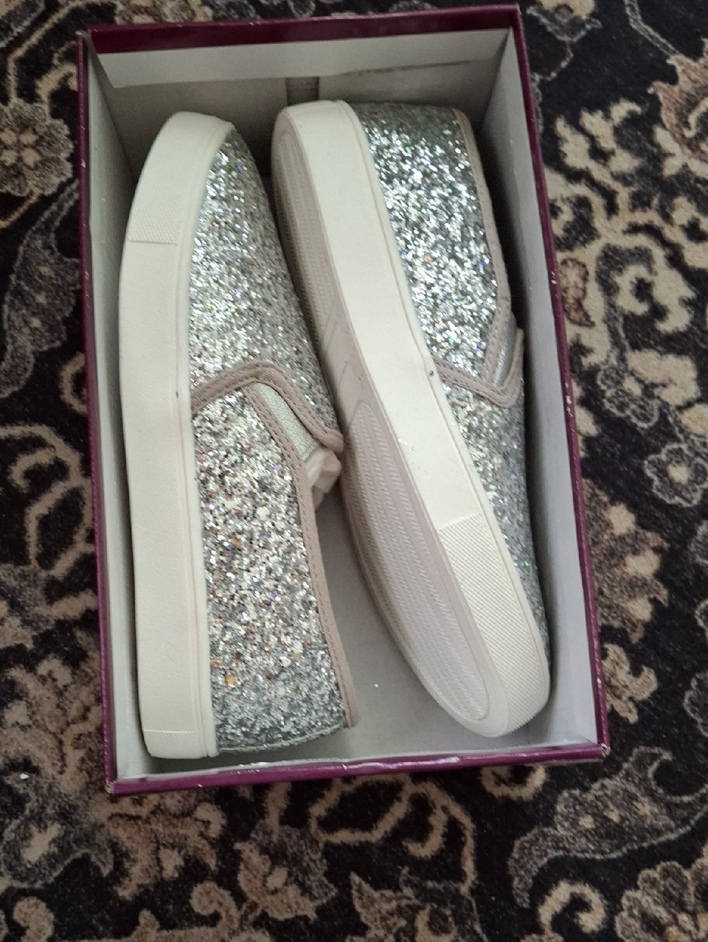 Soda Silver Glitter Slip-On Sneakers